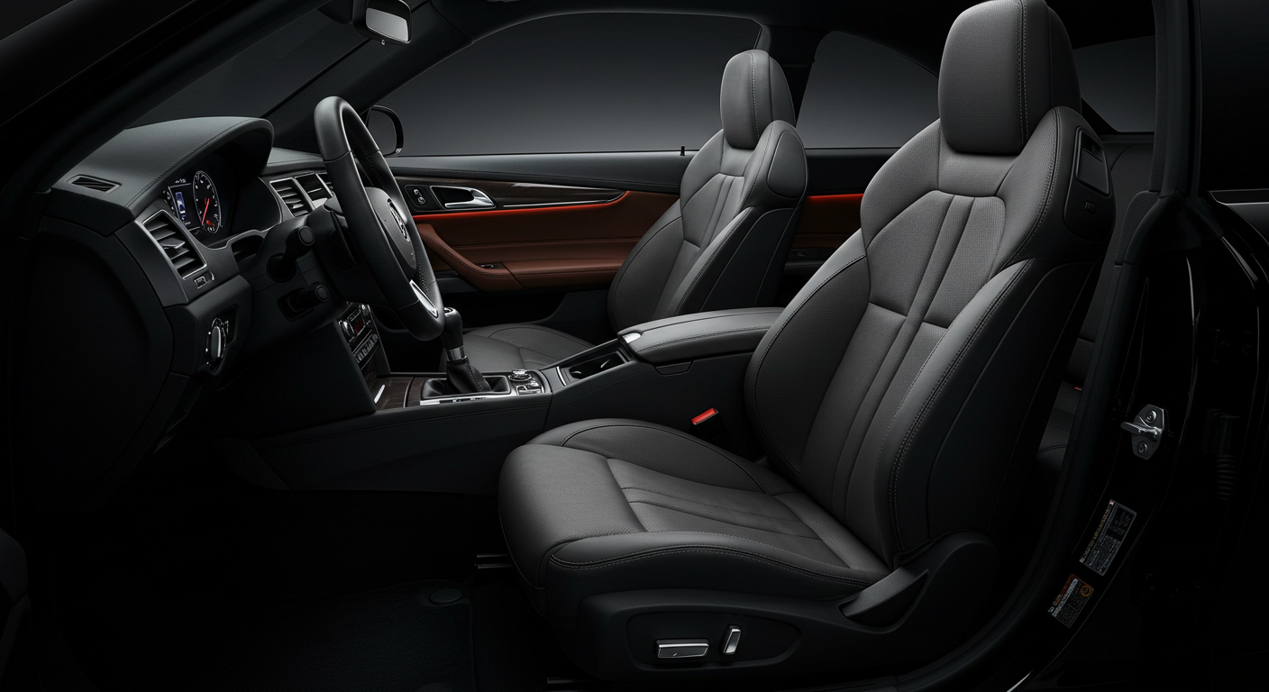 High-end car interior showcasing professionally repaired leather seats